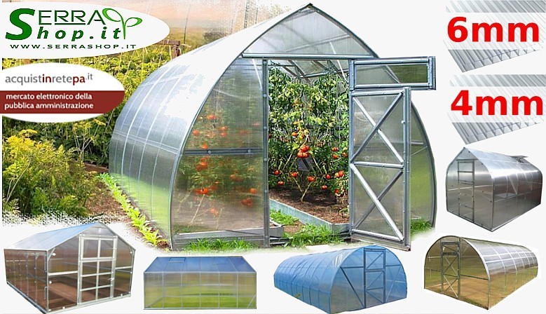 Serra tunnel orto giardino 6x3 3x6 3x4 4x3 3x8 8x3 antigrandine  policarbonato tunnel 4mm 6mm